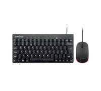 Perixx PERIDUO-212 - Mini tastiera e mouse cablati con 12 tasti multimediali, colore: Nero