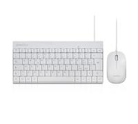 Perixx PERIDUO-212 Set Mouse e Mini Tastiera USB Cablata per Windows, Tasti Scelta Rapida e Multimediali, Layout Italiano QWERTY, Bianco