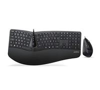Perixx PERIDUO-505 Combo Ergonomico, Tastiera e Mouse cablato USB per Windows - Mouse verticale con rotella di scorrimento inclinabile, Poggia Polso regolabile, AZERTY