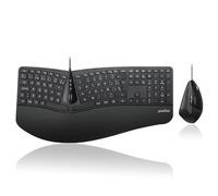 Perixx PERIDUO-505 Combo tastiera e mouse ergonomici, con layout di tasti diviso, poggiapolsi regolabile, QWERTY spagnolo