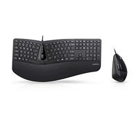 Perixx Periduo-505, Set Tastiera ergonomica con Mouse Verticale, 3D Design con Tasti divisi e Rotella di Scorrimento inclinazione, poggiapolso Regolabile e Profilo ribassato, US Inglese Layout