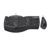 Perixx PERIDUO-512B - Set di tastiera e mouse ergonomici - Mouse di design verticale, cablato, USB, nero - Comodo layout QWERTZ