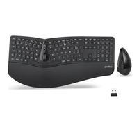Perixx PERIDUO-605 Combo Ergonomico Tastiera e Mouse Wireless USB Mouse Verticale Rotella Inclinabile Poggiapolsi Regolabile, AZERTY, Compatibile con Windows
