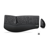 Perixx PERIDUO-605 ES, Teclado Ergonómico Inalámbrico y Ratón Vertical - Separación de Teclas, Reposa Muñeca, Teclas de Membrana Low Profile - QWERTY Español