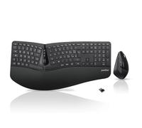 Perixx Periduo-605 Set Mouse Verticale e Tastiera Wireless Ergonomici, Tasti Silenziosi, Poggiapolsi, Rotella di Scorrimento, Layout QWERTY Italiano