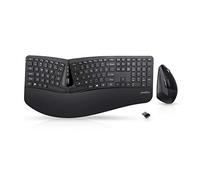 Perixx Periduo-605, Set Tastiera Ergonomica e Mouse Verticale Wireless, 3D Design con Tasti divisi e Rotella di Scorrimento inclinazione, poggiapolso Regolabile e Profilo ribassato, US Layout