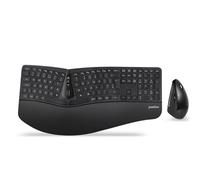 Perixx Periduo-605, tastiera ergonomica wireless split e mouse verticale, poggiapolsi regolabile e tasti a basso profilo a membrana, UK QWERTY