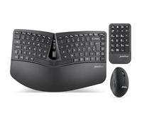 Perixx PERIDUO-606A Set tastiera ergonomica senza fili - Design compatto con mouse verticale e tastierino numerico esterno - angoli di digitazione regolabili - UK QWERTY