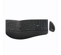 Perixx Periduo-614DE - Tastiera ergonomica wireless silenziosa e mouse verticale, poggiapolsi regolabile, chiavi a forbice tipo X, funzione ricaricabile, layout QWERTZ