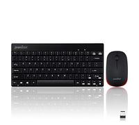Perixx PERIDUO-712 - Set tastiera e mouse wireless, leggero e piccolo, colore: nero, rosso Inglés (US QWERTY) - Negro