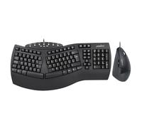 Perixx PERIDUO512B, tastiera ergonomica cablata e mouse verticale Combo USB Nero UK QWERTY