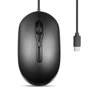 Perixx PERIMICE-222C Mouse USB Tipo C con Cavo - Cavo Lungo 1,8 Metri - Design Ottico 1200/1600/2000 DPI - Nero