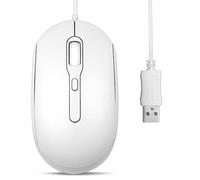Perixx PERIMICE-222U Mouse USB con Cavo - Cavo Lungo 1,8 Metri - Design Ottico 1200/1600/2000 DPI - Bianco