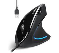 Perixx PERIMICE-513 Mouse USB ergonomico verticale cablato - 6 pul Con filo nero