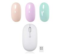 Perixx PERIMICE-610W - Mouse portatile senza fili, ricevitore Nano USB, 3 cover intercambiabili in azzurro, rosa chiaro e lilla, clic silenzioso per laptop, notebook, PC e Mac 11747 White