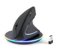 Perixx PERIMICE-713RX Mouse Verticale Senza Fili Ricaricabile, Doppia Funzione di Ricarica, Base Inclusa, 6 Tasti, Nero - Per destrimani