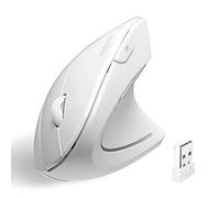 Perixx PERIMICE-713W Mouse Verticale Ergonomico Naturale Senza Fili a 2,4 GHz con ricevitore USB, interruttore di alimentazione, design a 6 pulsanti, 3 livelli di DPI, per mano destra, bianco