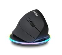 Perixx PERIMICE-715RX Mouse Verticale Ergonomico Wireless Ricaricabile - Doppia Modalità di Ricarica Cablata e Wireless - Base di Ricarica Inclusa - Per Destrimani - Nero