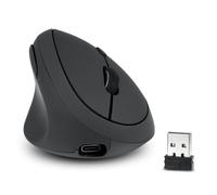 Perixx PERIMICE-719LR - Mouse verticale senza fili per zoccoli, doppia funzione di ricarica con cavo e wireless, progettato per mani piccole