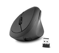 Perixx PERIMICE-719R Mouse Ergonomico Ricaricabile Wireless - Doppia Ricarica Cablata e Wireless - Nero