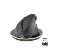 Perixx PERIMICE-719RX Mouse Verticale Wireless Duo-Ricaricabile, 2.4GHz, 6 Pulsanti, DPI Regolabile 1000/1600/2400/3200, Design per Mancini, Nero