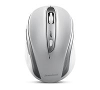 perixx PERIMICE-721 - Mouse ergonomico senza fili, design ottico a 5 pulsanti, compatibile per PC desktop e portatili, wireless 2,4 GHz, colore: bianco argento