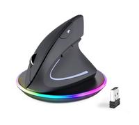 Perixx PERIMICE-813RX Mouse Verticale Ergonomica Senza Fili, Connessione Multi-Dispositivo, Ricaricabile Con Base, DPI Regolabili 1000/1600/2400/3200, Nero