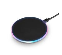 Perixx PERIPRO-713 Caricatore Wireless RGB, Compatibile con Qi, 5W, USB 2.0, Base Antiscivolo, Cavo da 1.2m Incluso, Nero
