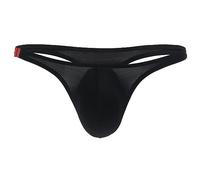 perizoma da uomo a vita bassa thin intimo sexy thong uomo g-String maschile seta di ghiaccio traspirante mutande T-Back slip, Nero , L