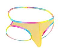 Perizoma da uomo in rete trasparente, mutandine arcobaleno, slip a vita bassa, bikini slip a T, sexy, perizoma erotico, mutande da uomo, biancheria intima traspirante, gay mens, giallo., L