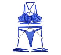 Perizoma Donna Seducente Intimo Sexy Donna Soffione La Maglia Sexy Ultra Sottile di Modo Vede Attraverso La Tuta Sexy Della Biancheria Della Cinghia (Blue, M)