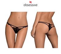 Perizoma in Pizzo Nero Sexy Intimo Donna Intensa Double Thong Obsessive