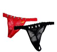 Perizoma in Pizzo Sexy con Gioielli A Forma di Lettera - Pantaloncini A Vita Bassa Personalizzati Stringa sul Retro Iniziali Argentate Intimo Perizoma Donna Corpo,Rose Red,M