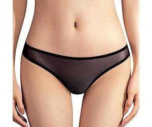 Perizoma intimo da donna, senza cuciture, tanga invisibile, senza cuciture, in microfibra, senza cuciture, senza cuciture, tinta unita, Nero , Taglia unica