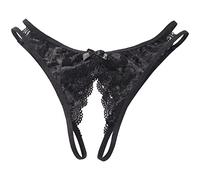 Perizoma Invisibile Donna da Donna File Aperti di Pizzo Floreale a Forma di T di Grandi Dimensioni Sexy da Donna Sexy Donna Slip Cotone Lovable Slip Donna Vita Alta (Black, XL)