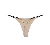 Perizoma Invisibile Donna Mutandine a Forma di T in Cotone Doppio Perizoma a Vita Bassa con Cinturino Sexy da Donna Slip Mare Ciclo Slip Brasiliana Donna Multipack (Beige, M)