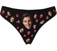 Perizoma personalizzato con il viso, perizoma personalizzato per le donne, mutandine personalizzate della biancheria intima con regalo divertente foto, Stile 2., Medium