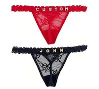Perizoma personalizzato pizzo tanga personalizzate nome personalizzato strass lettere perizomi personalizzata mutande donna slip divertenti regalo san valentino per lei regali compleanno fidanzata