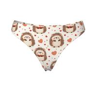 Perizoma senza cuciture da donna, con stampa a forma di cuore e riccio, mutandine per bikini, nero, X-Large