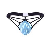 Perizoma sexy da uomo, con perizoma erotico, in rete, trasparente, biancheria intima erotica, extra sottile, per adulti, Blu 7, S