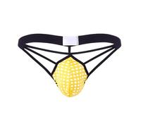 Perizoma sexy da uomo, con perizoma erotico, in rete, trasparente, biancheria intima erotica, extra sottile, per adulti, Giallo 7., S