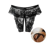 Perizoma Sexy Mutandine Donna Ouvert Slip in Pizzo Biancheria Intima Trasparente Mutande Erotiche Brazilian Hipster Grandi Taglie Intimo Sexy con Cavi Aperti Low Rise Floral Thong Nero Rosso
