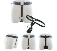 Perizoma uomo nero PU cinturino imbracatura mutandine vita regolabile intimo per