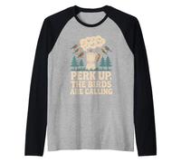Perk Up, The Birds Are Calling Birdwatching caffè Maglia con Maniche Raglan