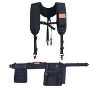 Perkins Builder Brothers Essential Tool Belt Set con Bretelle, ideale per falegnami, falegnami e appaltatori, taglia M, nero