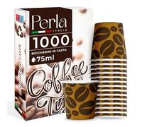 Perla - 1000 Bicchierini Caffe Carta 75ml - Bicchieri Caffè Monouso Biodegradabili - Bicchierini da Caffè Usa e Getta Ecosostenibili per Bevande Calde