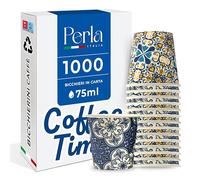 Perla - 1000 Bicchierini Caffe Carta 75ml - Bicchieri Caffè Monouso Biodegradabili - Bicchierini da Caffè Usa e Getta Design, Maiolica Costiera Amalfitana, Vietri, Amalfi, Sorrento