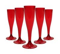 Perla, 48 Flute da Champagne Eleganti in Plastica, 120ml, Colore Rosso, Resistenti e Riutilizzabili, Bicchieri da Brindisi per Feste, Compleanni, Matrimoni, Natale, Capodanno
