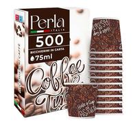 Perla - 500 Bicchierini Caffe Carta 75ml - Bicchieri Caffè Monouso Biodegradabili - Bicchierini da Caffè Usa e Getta Ecosostenibili per Bevande Calde
