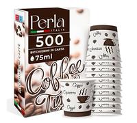 Perla - 500 Bicchierini Caffe Carta 75ml - Bicchieri Caffè Monouso Biodegradabili - Bicchierini da Caffè Usa e Getta Ecosostenibili per Bevande Calde